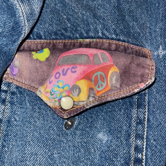 70s blue jean Pearl snap button Volkswagen bug shirt jacket - Picture 4 of 7